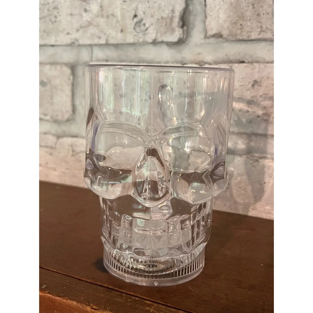Disney Parks Pirates of the Caribbean Light-Up Plastic Skull Mug w Mickey Mouse